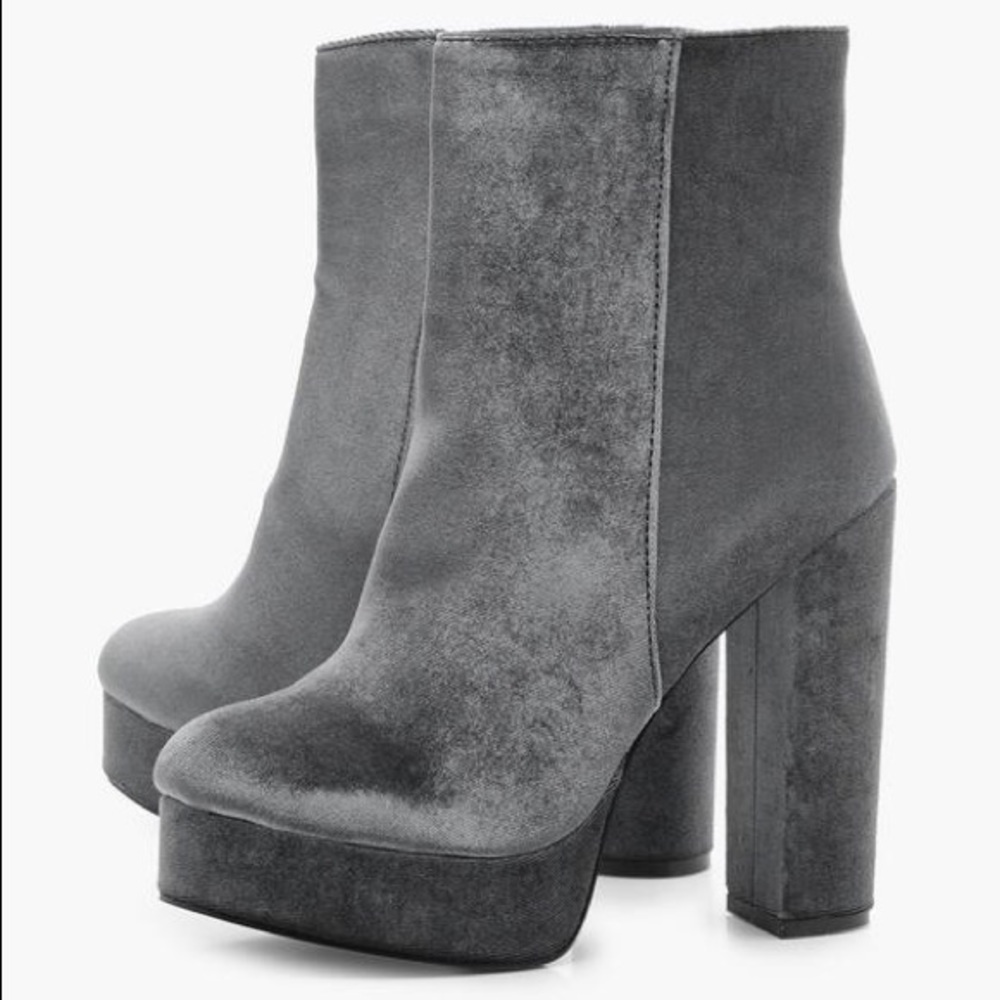 NEW Velvet Platform Ankle Boot